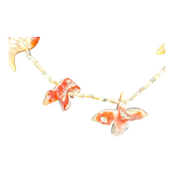 Vintage Zuni Bird Fish Fetish Necklace Matching Earrings Carved Native American - Picture 10 of 15